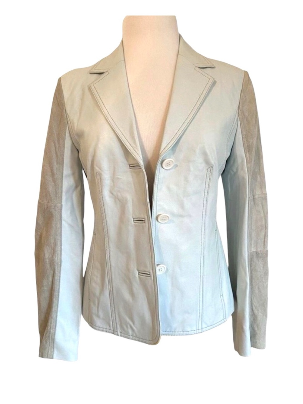 Western vibe blazer suede leather jacket ecru white/grey fitted pockets small